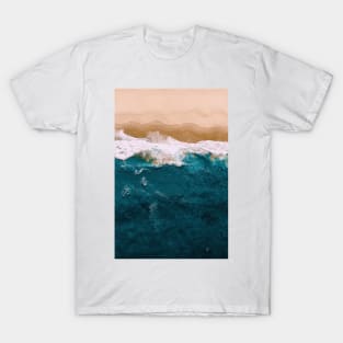 Dark Blue Ocean Waves Hawaii Beach Watercolor Artwork T-Shirt